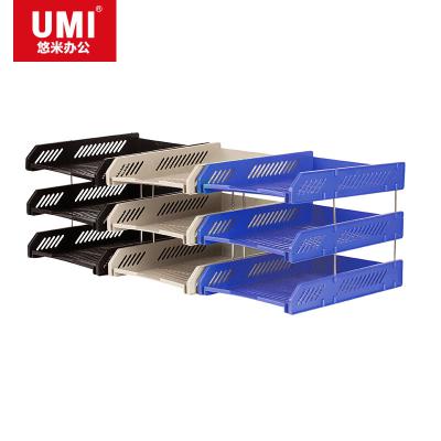 悠米(UMI)塑料文件座，三層 B15102GR 灰